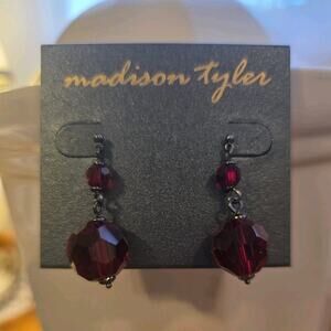 Madison Tyler Beaded Necklace Bracelet Earrings Set Red Round Fashion Jewelry